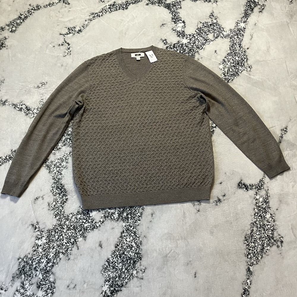 Joseph Abboud Heritage Sweater Mens Size XXL Brown Merino Wool Blend